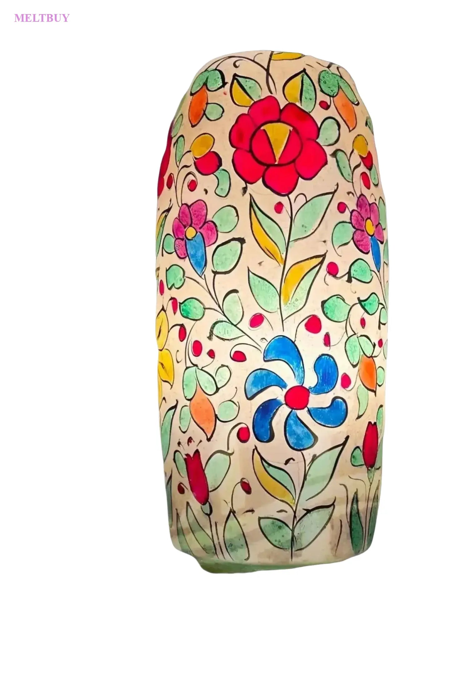 beautiful-camel-skin-lamp-with-hand-painted-floral-ceramic-vase-834 | MELTBUY