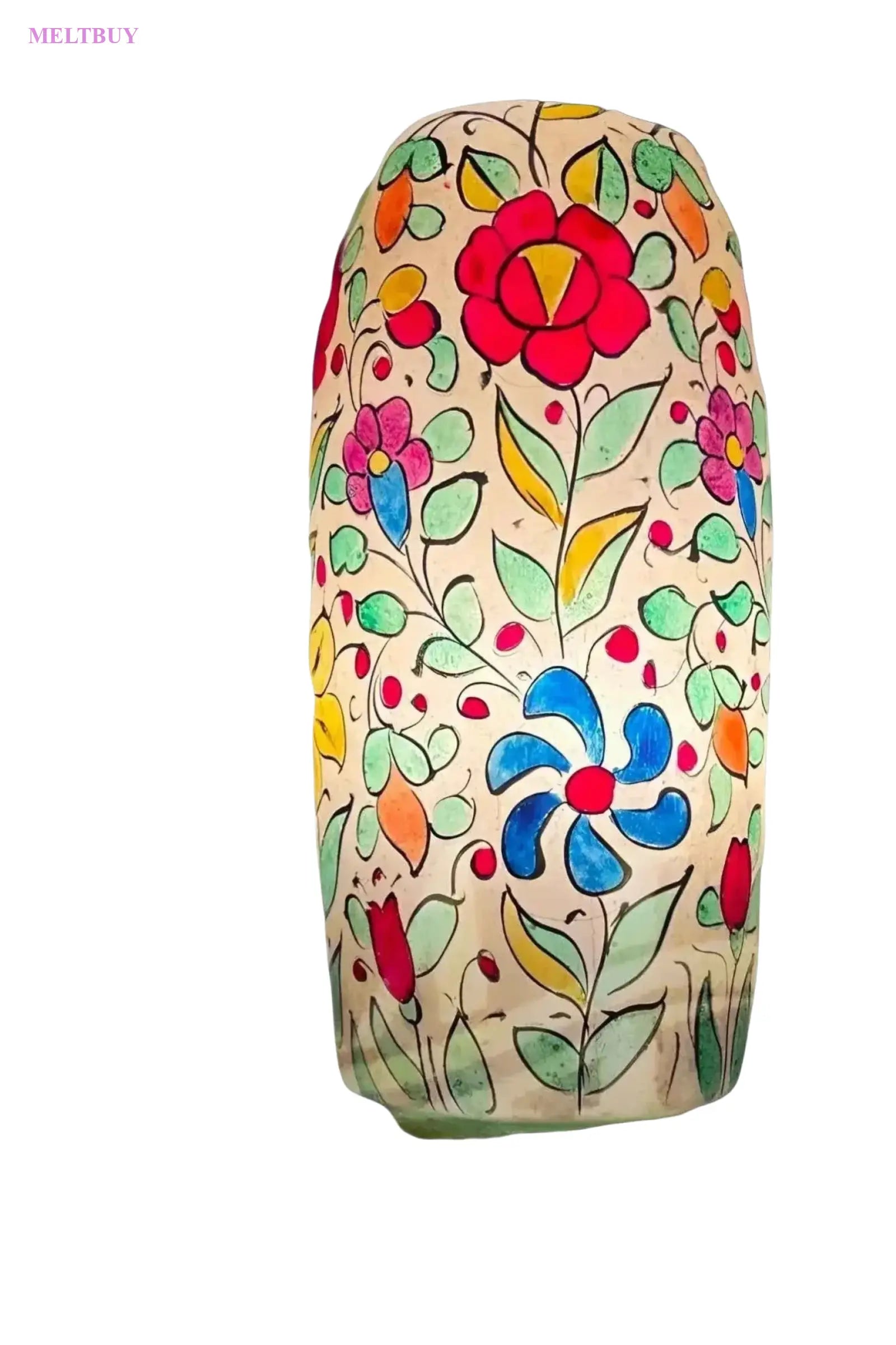 beautiful-camel-skin-lamp-with-hand-painted-floral-ceramic-vase-834 | MELTBUY