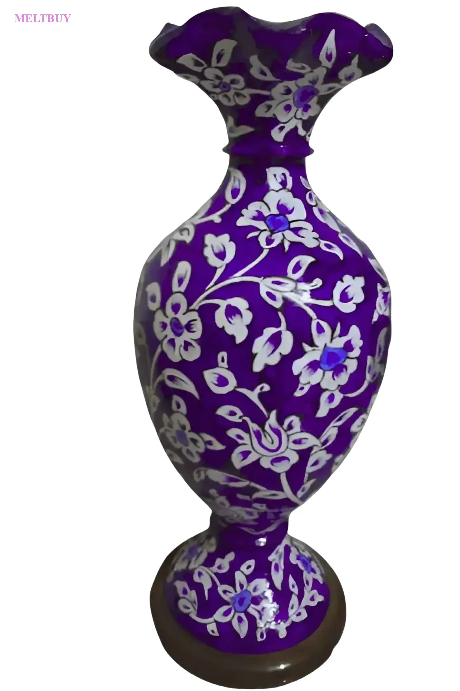 beautiful-flower-art-purple-glass-vase-with-gemstones-and-blue-327 | MELTBUY