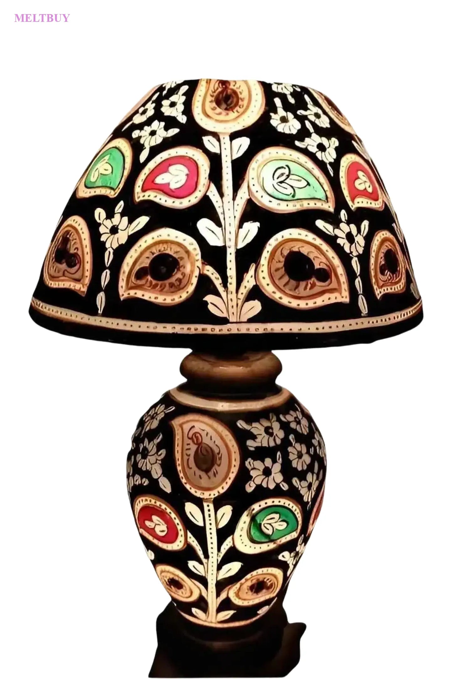 black-beauty-ceramic-table-lamp-with-paisley-floral-design-side-camel-781 | MELTBUY