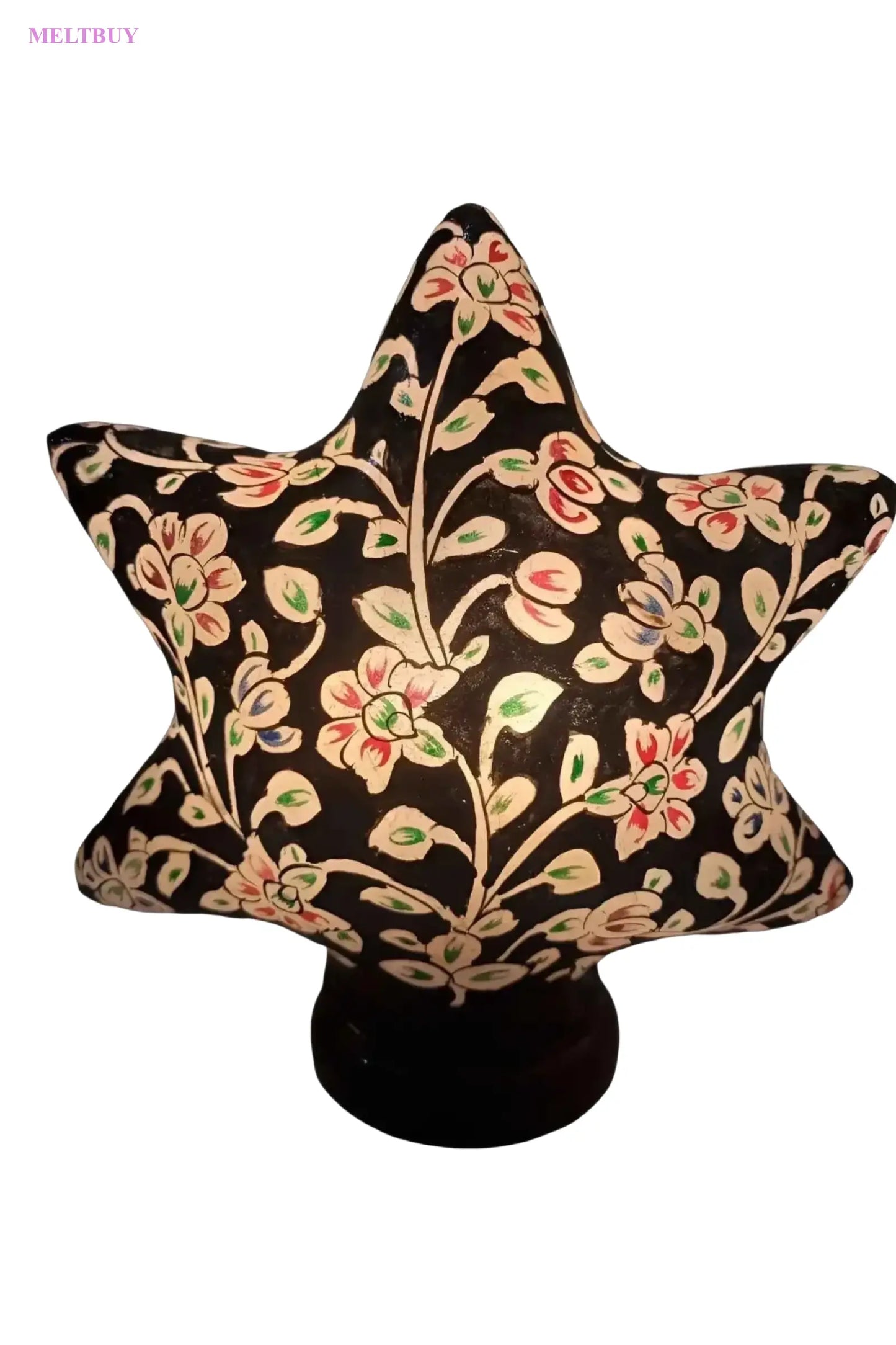 black-camel-skin-lamp-in-star-shape-with-floral-patterns-9-inches-257 | MELTBUY