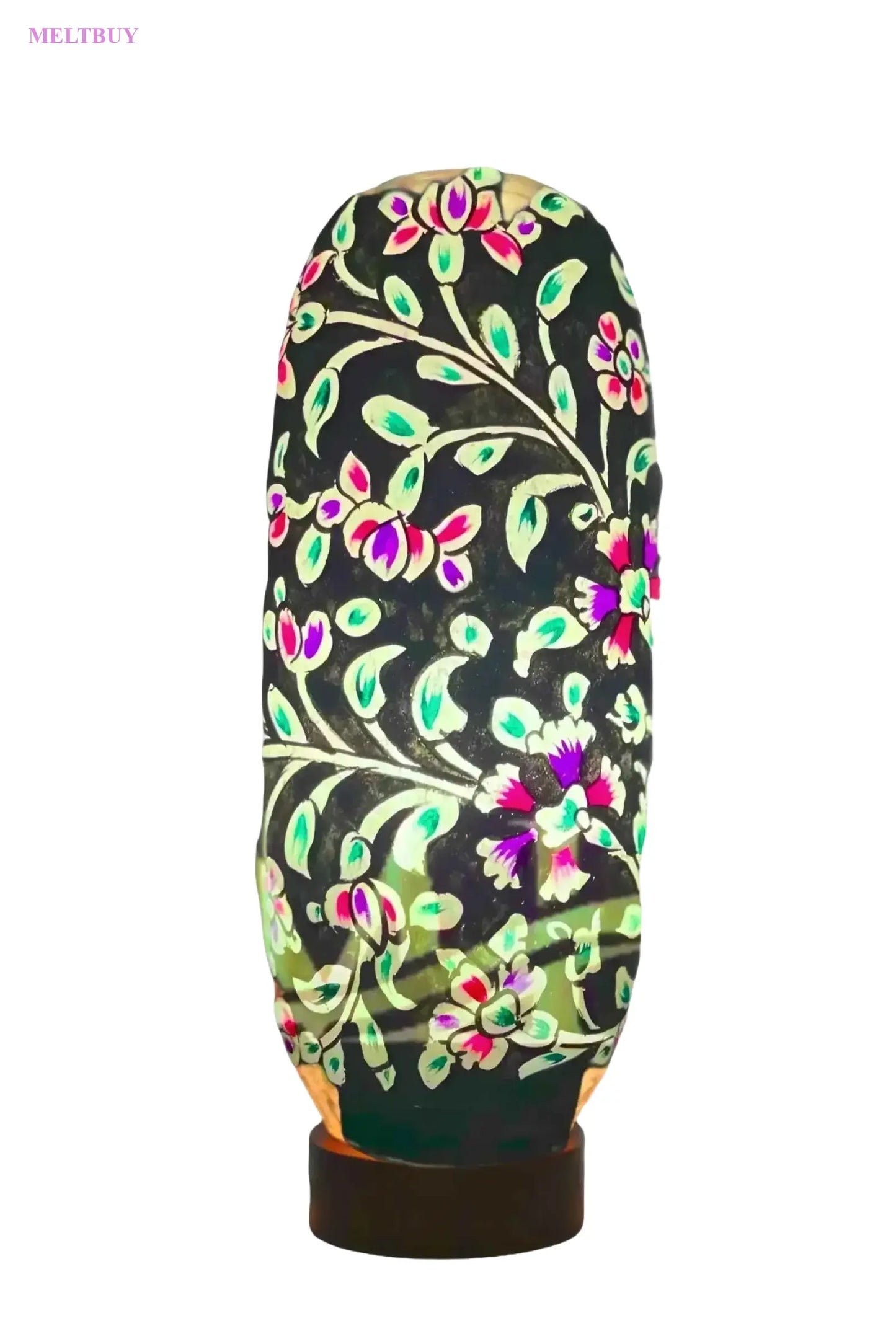 black-camel-skin-lamp-with-vibrant-floral-pattern-bottle-shape-12-348 | MELTBUY