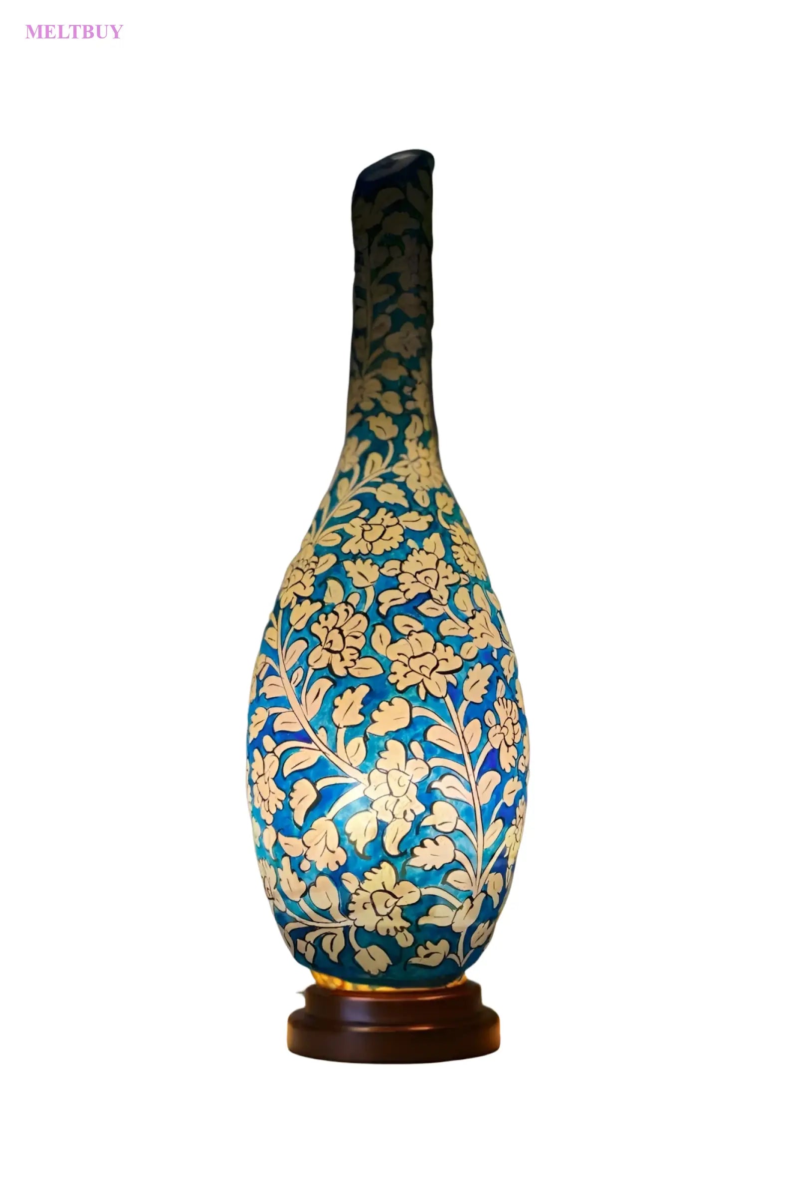 blue-ceramic-camel-skin-lamp-in-surahi-shape-16-inches-vase-256 | MELTBUY