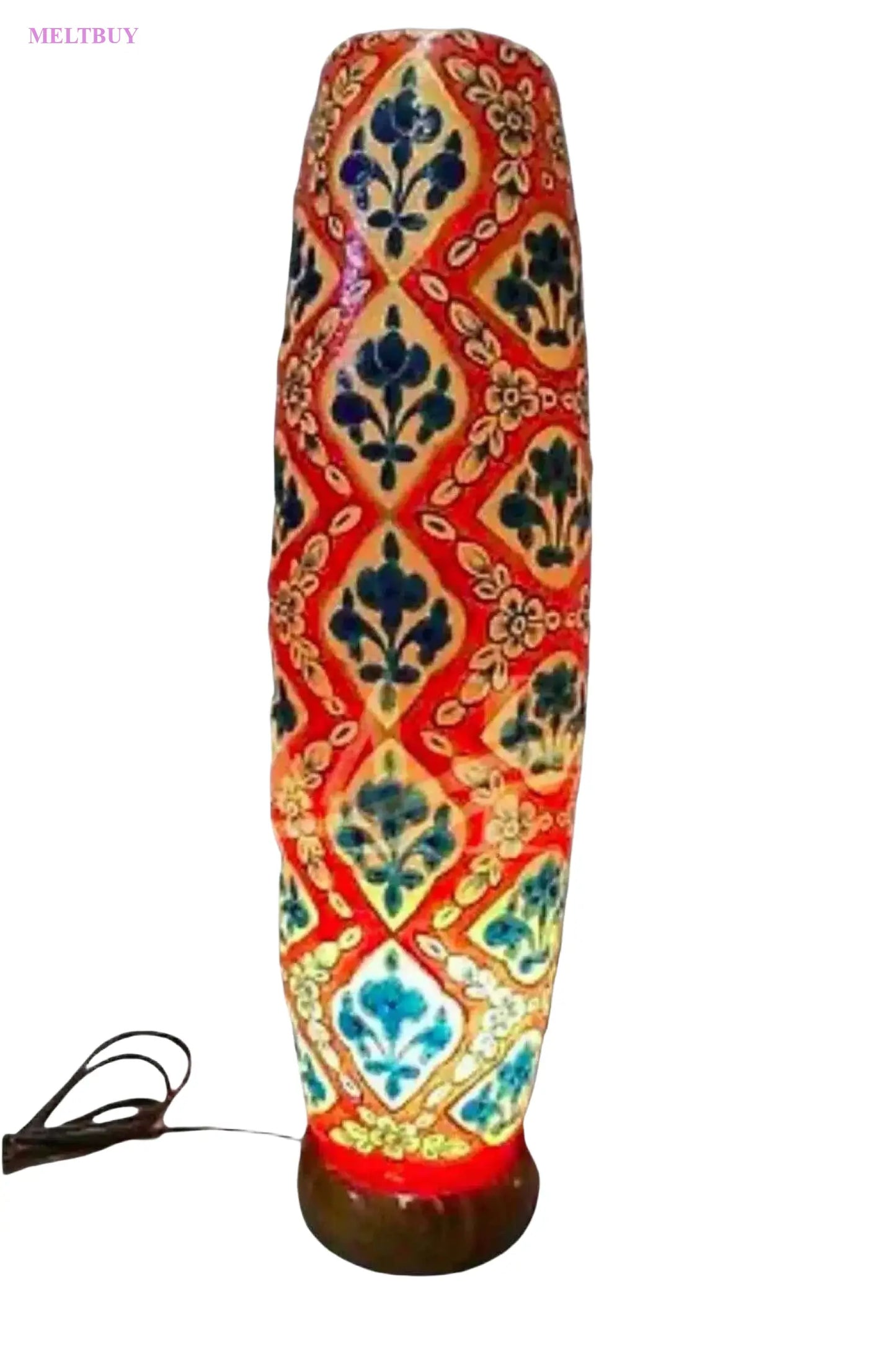 bottle-shape-camel-skin-lamp-with-blue-and-gold-floral-design-12-588 | MELTBUY