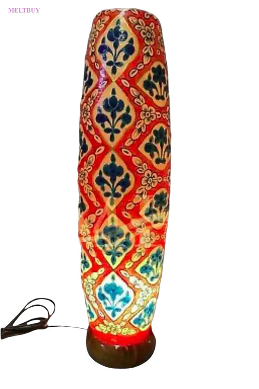bottle-shape-camel-skin-lamp-with-blue-and-gold-floral-design-12-588 | MELTBUY