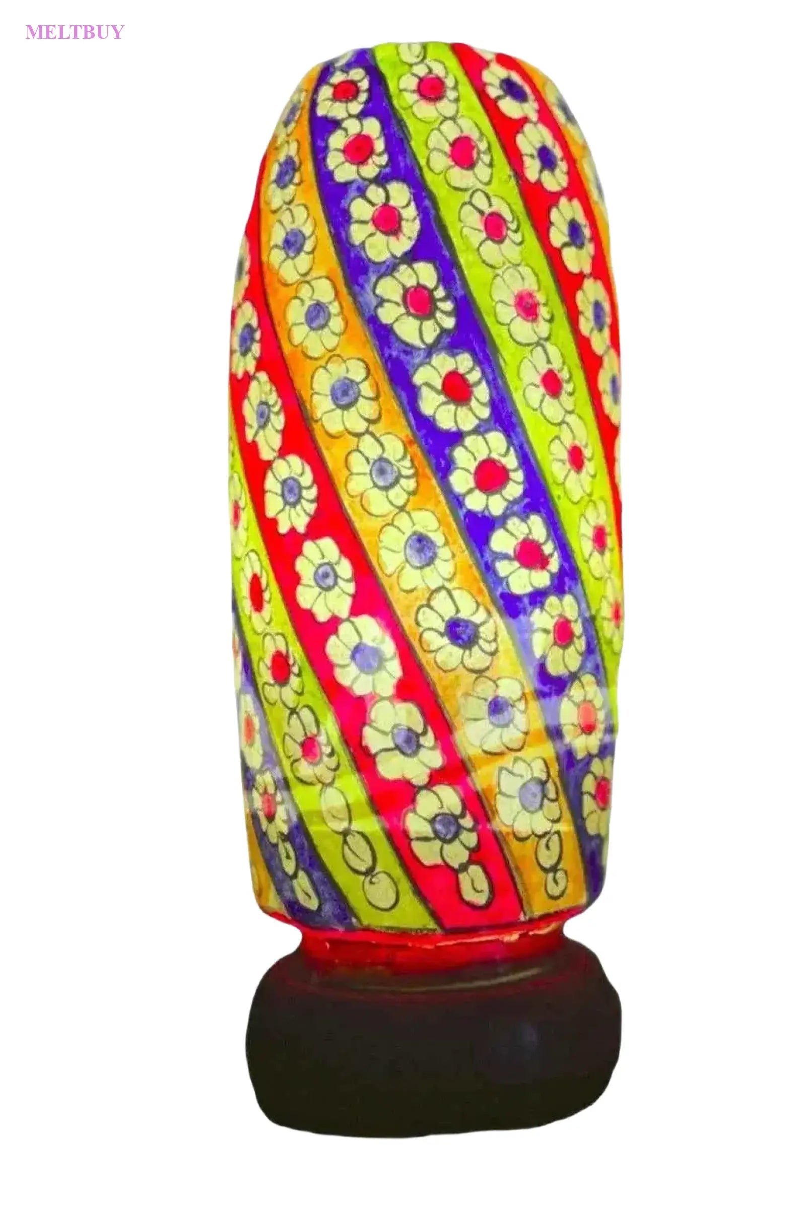 bottle-shape-camel-skin-lamp-with-colorful-floral-stripes-12-inches-426 | MELTBUY