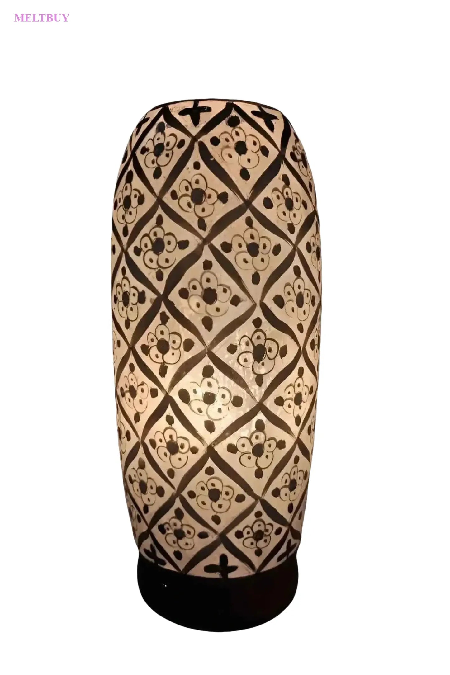 bottle-shape-camel-skin-lamp-with-geometric-floral-design-unique-home-126 | MELTBUY