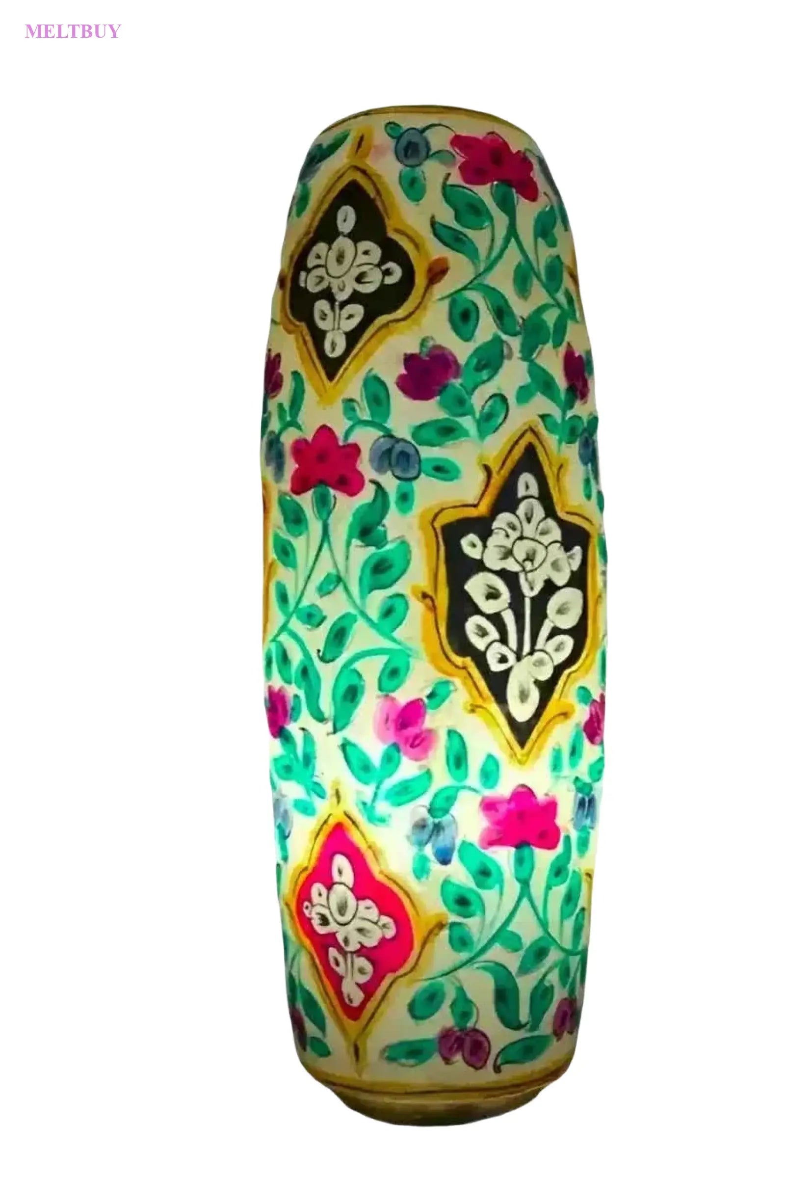 bottle-shape-camel-skin-lamp-with-vibrant-floral-ceramic-design-12-519 | MELTBUY