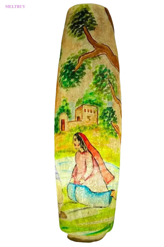 bottle-shape-camel-skin-vase-with-hand-painted-pastoral-scene-lamp-12-963 | MELTBUY