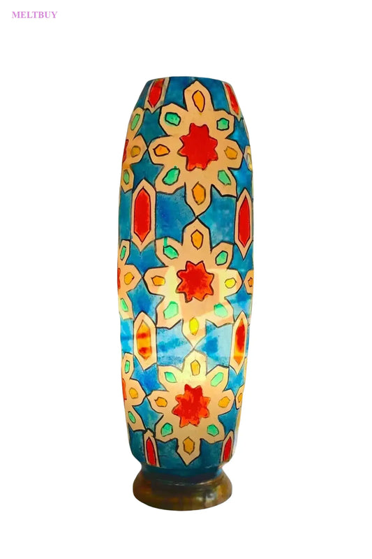 bottle-shape-camel-vase-with-vibrant-blue-and-geometric-patterns-skin-958 | MELTBUY