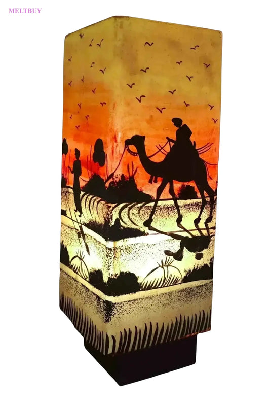 box-shape-camel-skin-lamp-with-desert-sunset-design-for-unique-home-133 | MELTBUY