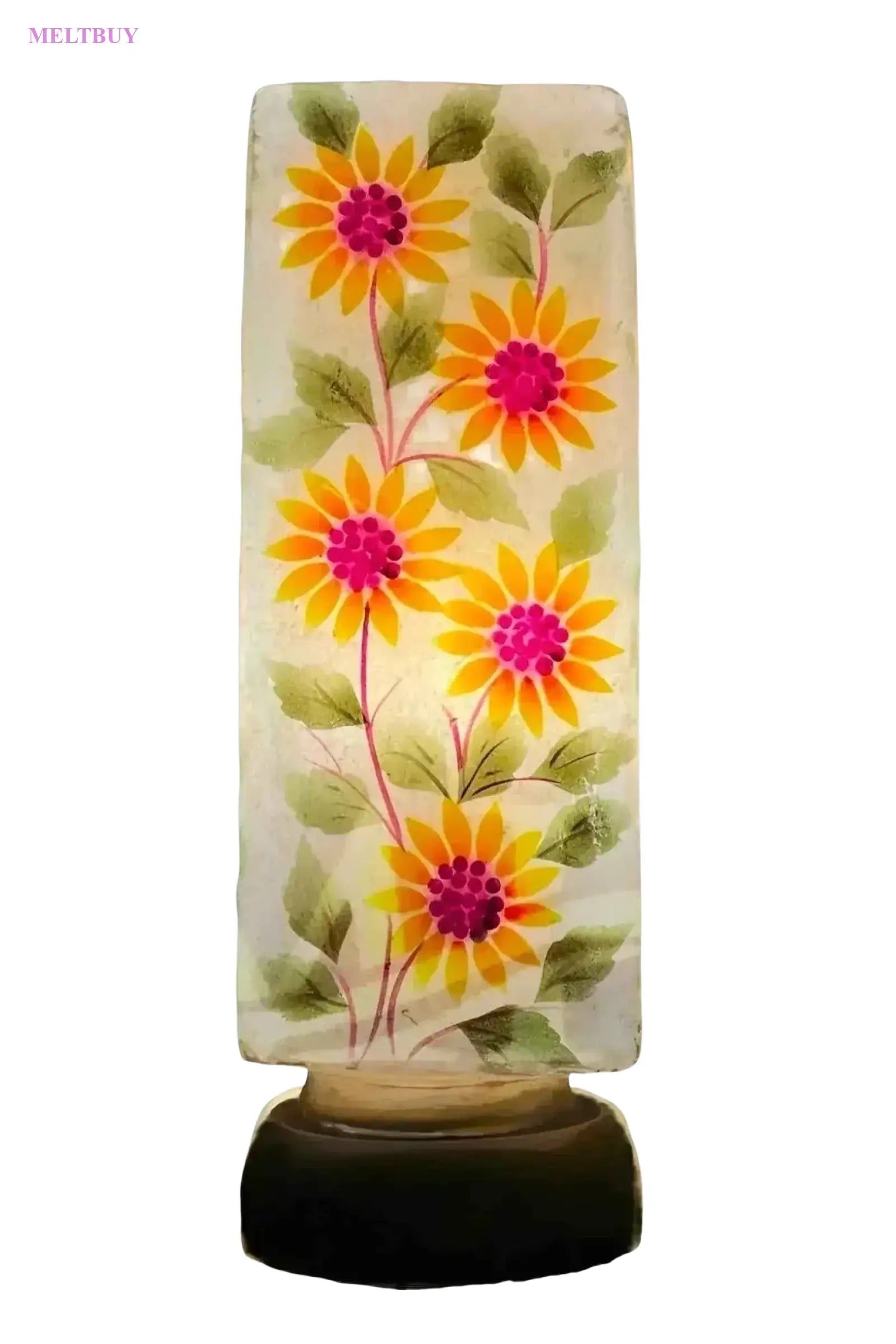 box-shape-camel-skin-lamp-with-flower-art-design-in-yellow-12-inches-817 | MELTBUY