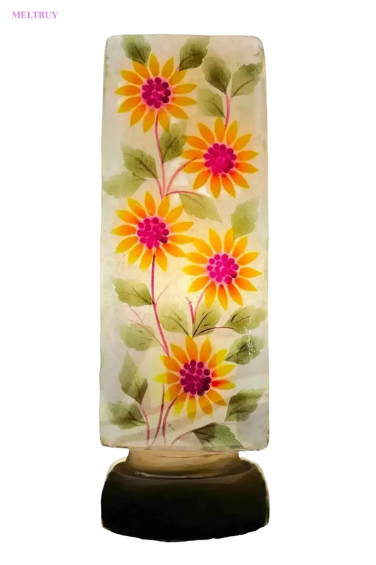 box-shape-camel-skin-lamp-with-flower-art-design-in-yellow-12-inches-817 | MELTBUY