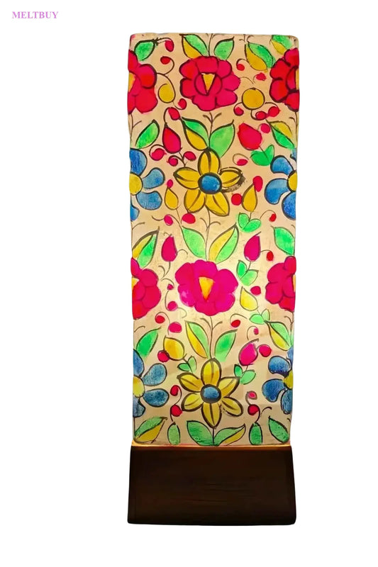 box-shape-camel-skin-lamp-with-hand-painted-floral-design-unique-home-874 | MELTBUY