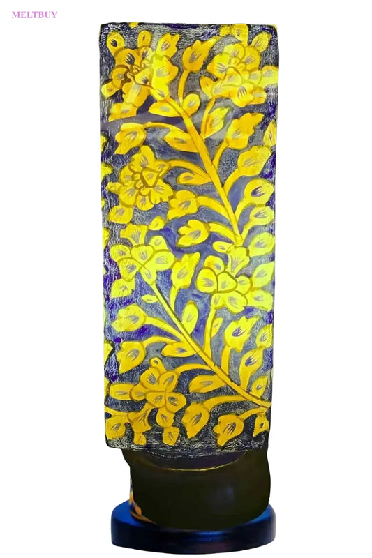 box-shape-camel-vase-with-elegant-yellow-floral-pattern-skin-lamp-12-966 | MELTBUY