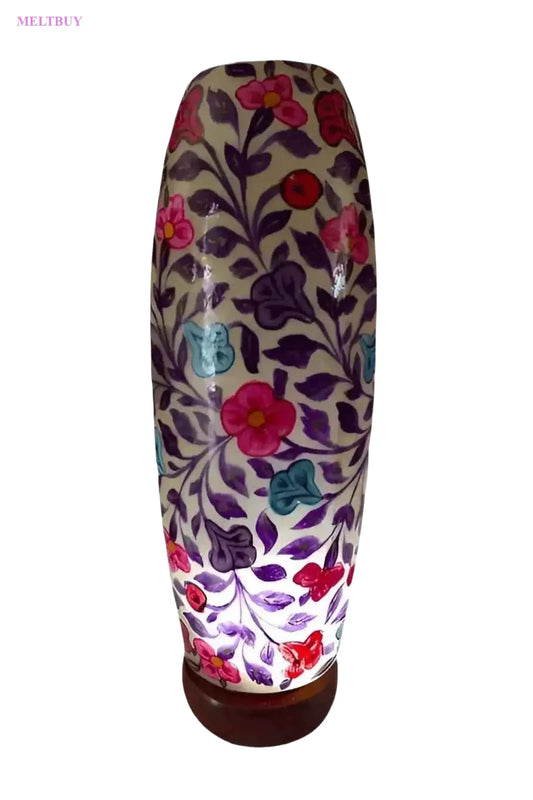 ceramic-floral-vase-with-blue-accents-elegant-design-and-skin-lamp-484 | MELTBUY