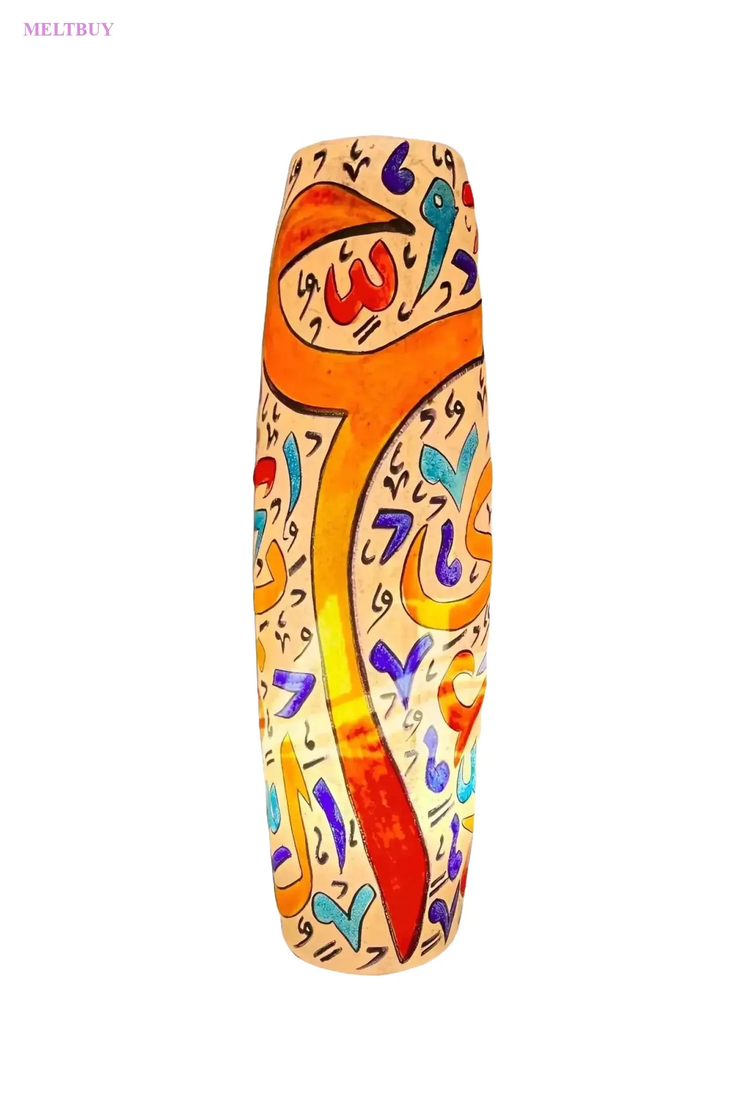 ceramic-vase-arabic-calligraphy-with-orange-accents-skin-lamp-bottle-851 | MELTBUY