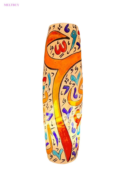 ceramic-vase-arabic-calligraphy-with-orange-accents-skin-lamp-bottle-851 | MELTBUY