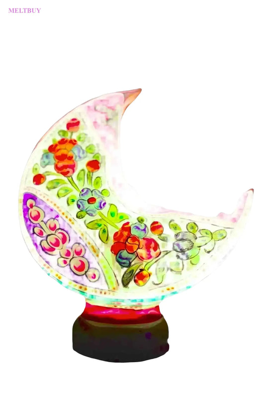 colorful-moon-shape-lamp-with-floral-design-in-camel-skin-9-inches-416 | MELTBUY
