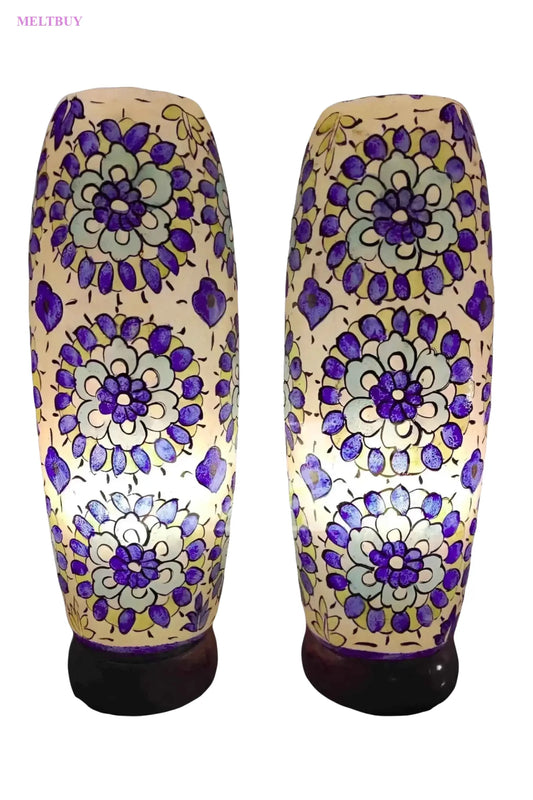 cream-ceramic-vases-with-floral-design-and-skin-lamp-white-accent-688 | MELTBUY