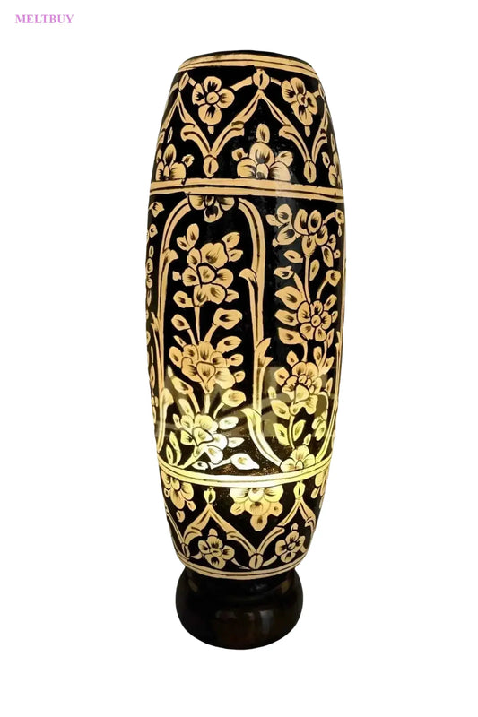 exquisite-oasis-black-ceramic-vase-with-gold-design-bottle-shape-904 | MELTBUY