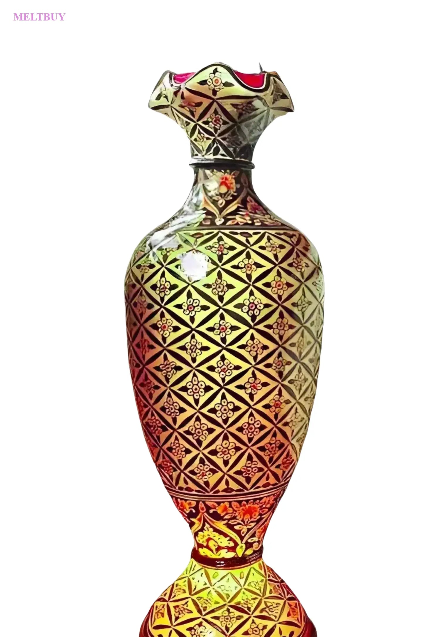 golden-geometric-vase-with-camel-skin-design-elevate-your-decor-lamp-608 | MELTBUY