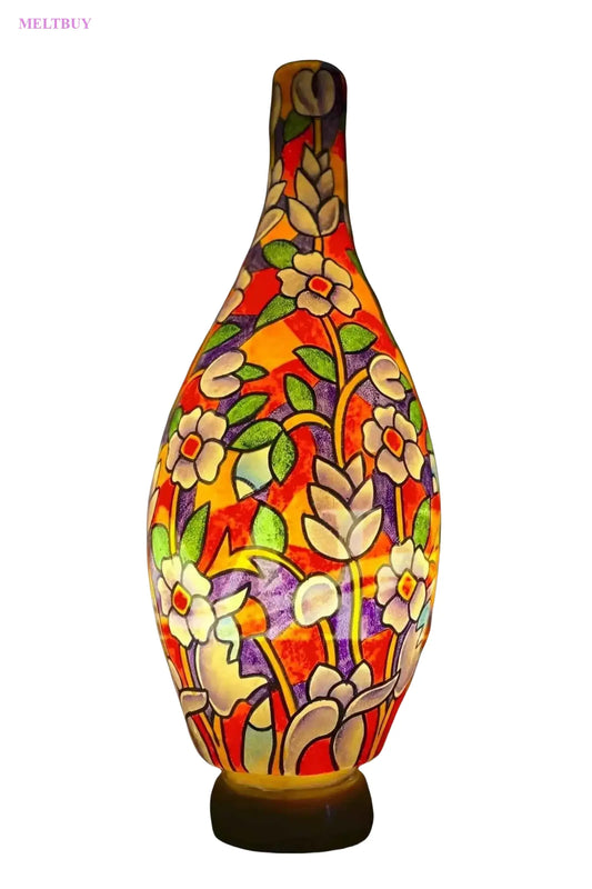 hand-painted-camel-skin-lamp-in-surahi-shape-with-orange-glow-16-197 | MELTBUY