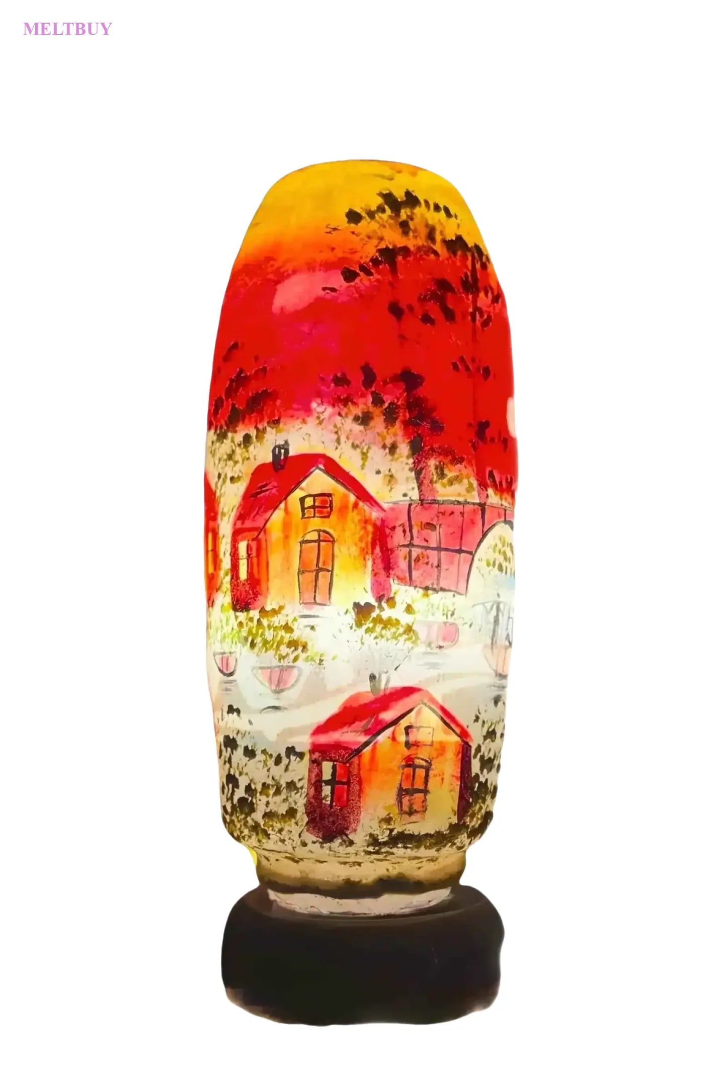 hand-painted-camel-skin-lamp-with-sunset-scene-bottle-shape-12-inches-746 | MELTBUY