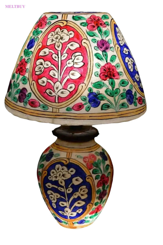 hand-painted-camel-skin-lamp-with-vibrant-floral-design-unique-home-676 | MELTBUY