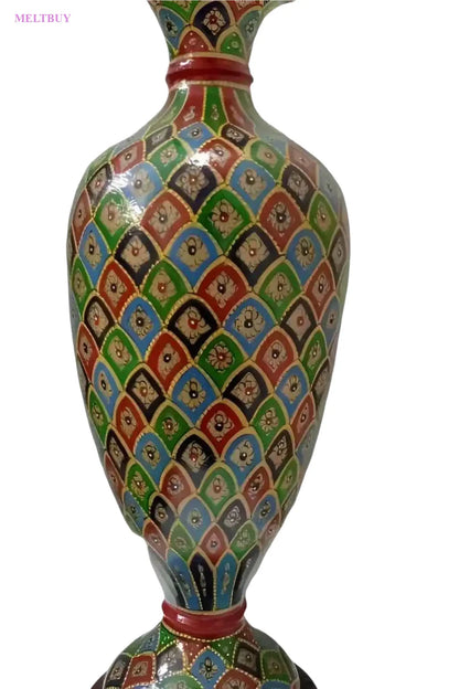 hand-painted-ceramic-vase-with-camel-skin-design-lamp-15-inches-502 | MELTBUY