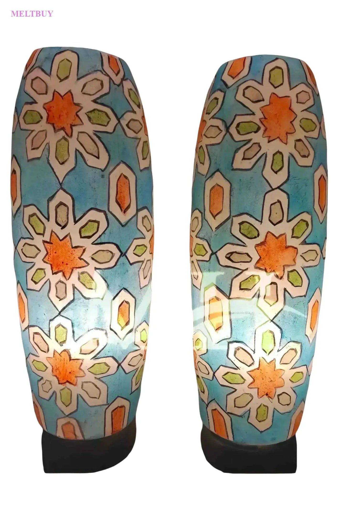 light-blue-ceramic-vases-with-geometric-floral-design-bottle-shape-629 | MELTBUY