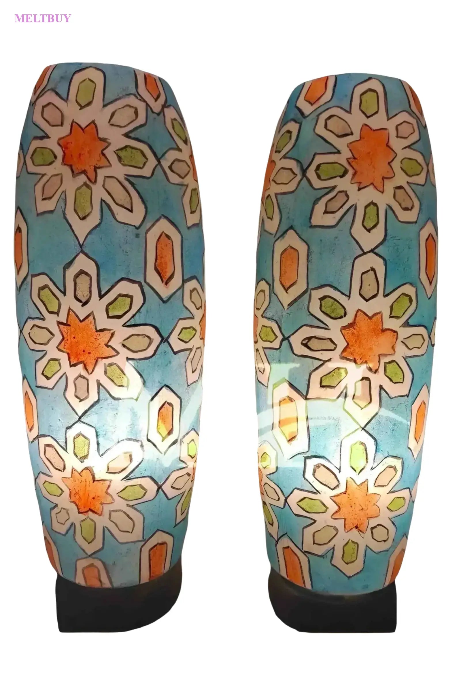 light-blue-ceramic-vases-with-geometric-floral-design-bottle-shape-629 | MELTBUY