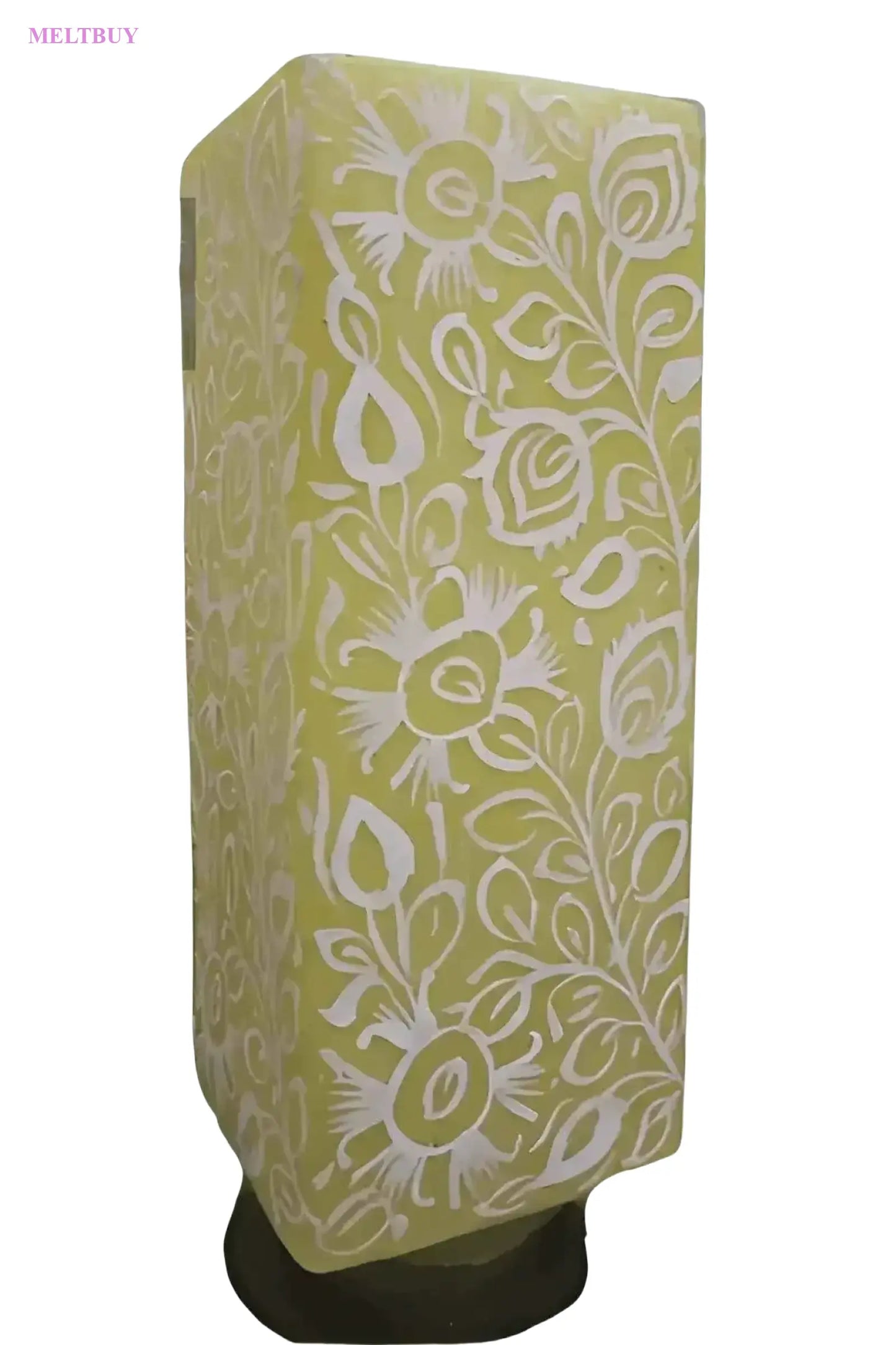 lime-green-camel-skin-lamp-with-floral-etching-box-shape-design-12-239 | MELTBUY