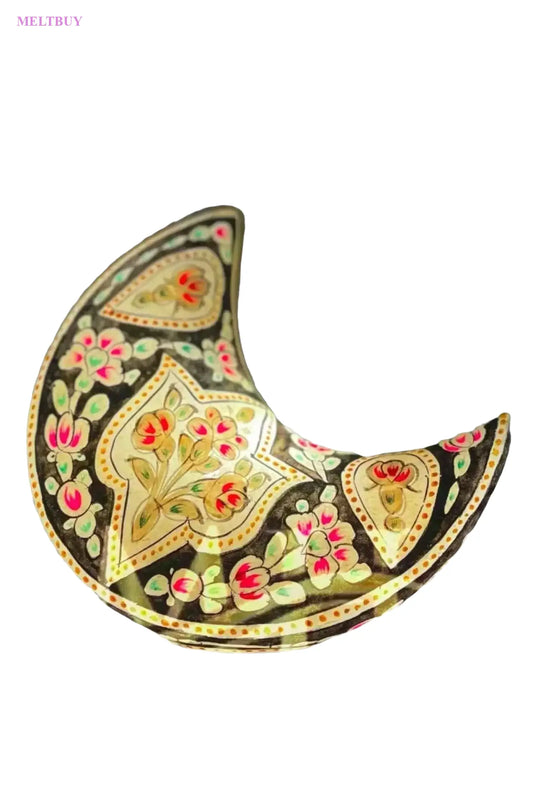 moon-shape-camel-skin-lamp-black-with-floral-patterns-unique-698 | MELTBUY
