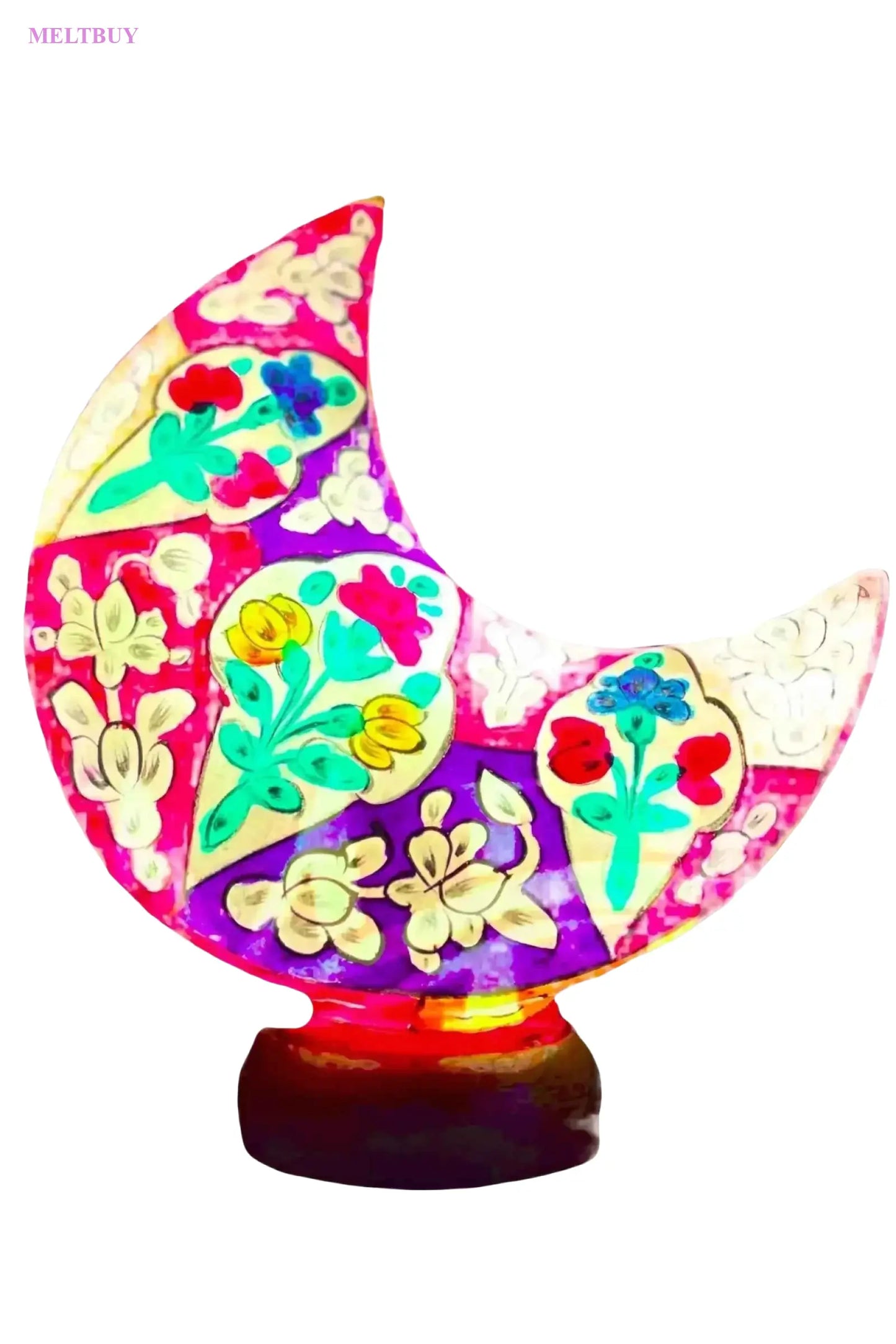 moon-shape-camel-skin-lamp-with-hand-painted-floral-design-for-unique-599 | MELTBUY