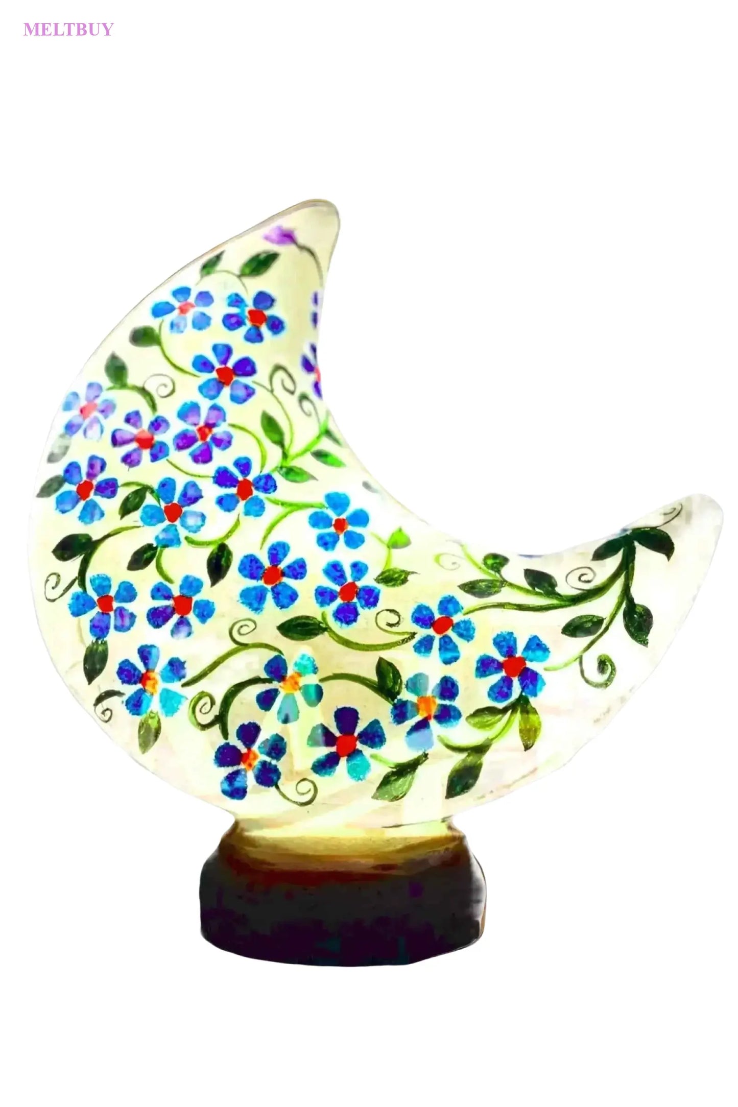 moon-shape-camel-skin-lamp-with-hand-painted-floral-design-unique-675 | MELTBUY