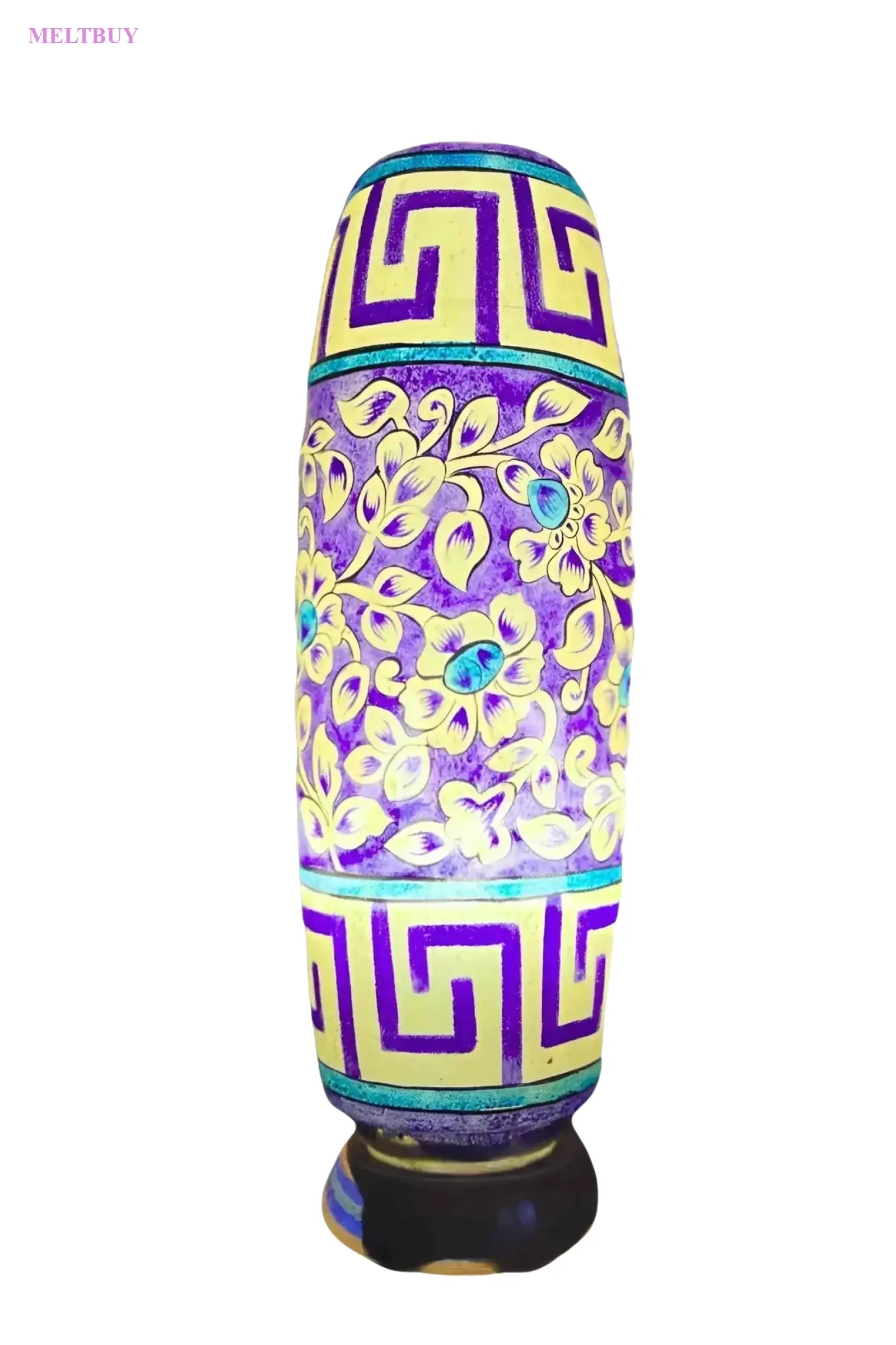 purple-yellow-ceramic-vase-with-bottle-shape-camel-design-skin-lamp-545 | MELTBUY