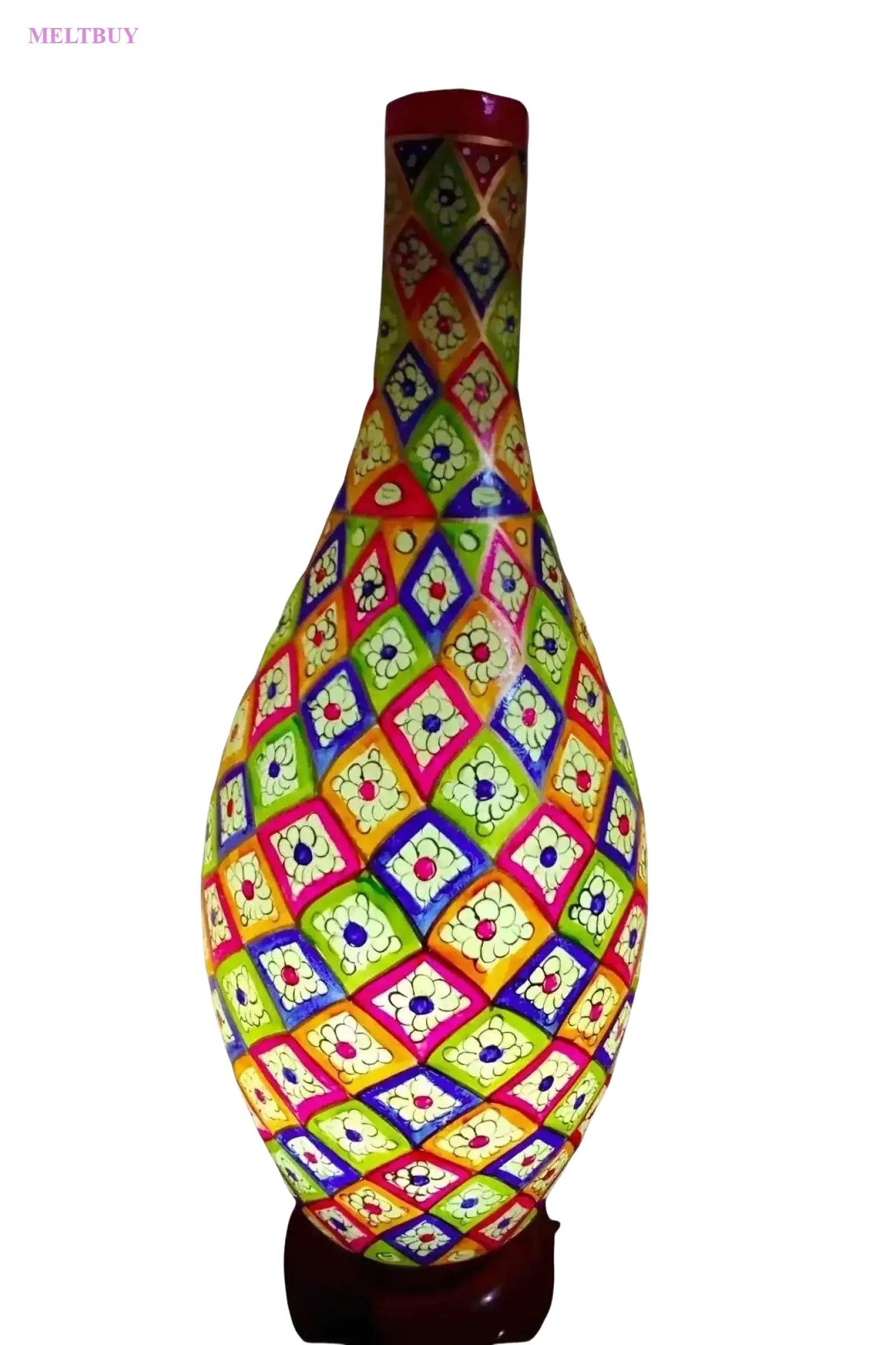 rainbow-color-ceramic-vase-with-surahi-shape-design-camel-skin-lamp-754 | MELTBUY