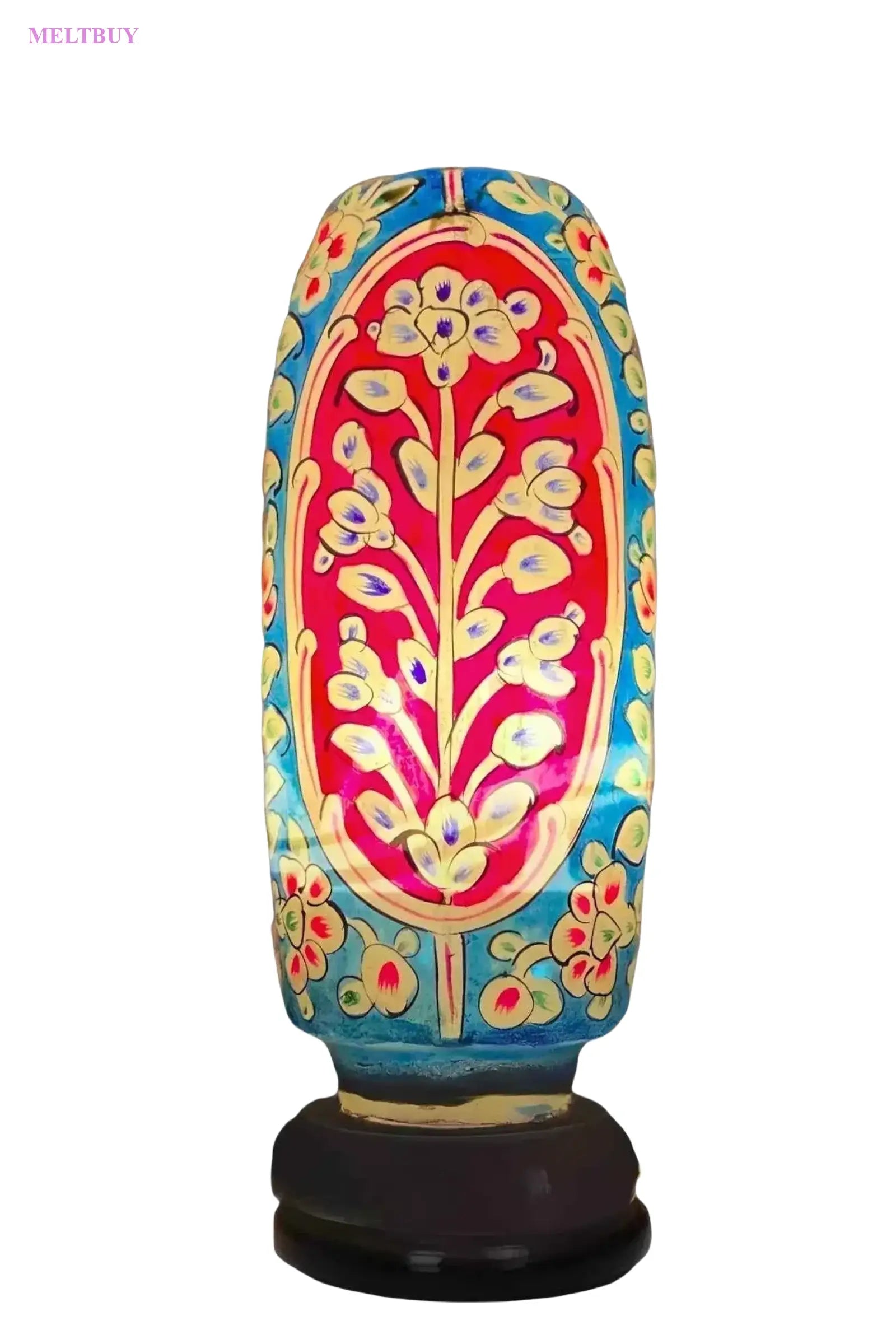 red-floral-ceramic-vase-lamp-with-blue-and-yellow-patterns-bottle-241 | MELTBUY