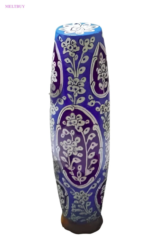 skin-lamp-blue-ceramic-vase-with-purple-accents-bottle-shape-camel-12-813 | MELTBUY