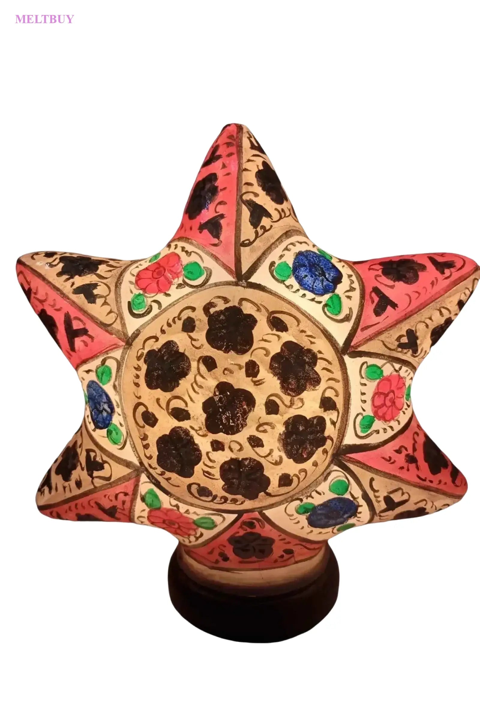 star-shape-camel-skin-lamp-with-floral-ceramic-design-for-unique-home-477 | MELTBUY