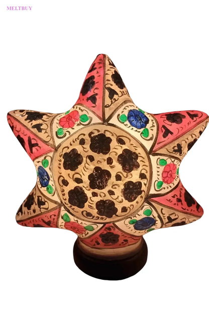 star-shape-camel-skin-lamp-with-floral-ceramic-design-for-unique-home-477 | MELTBUY