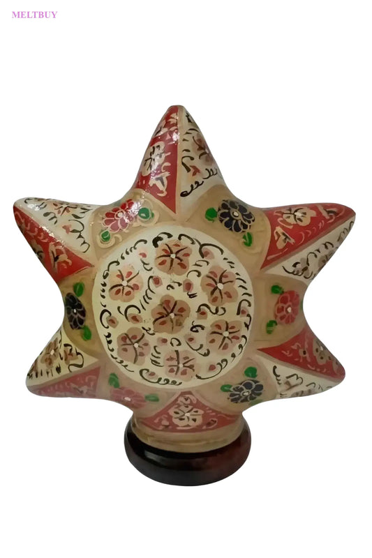 star-shape-camel-skin-lamp-with-floral-ceramic-design-for-unique-home-905 | MELTBUY