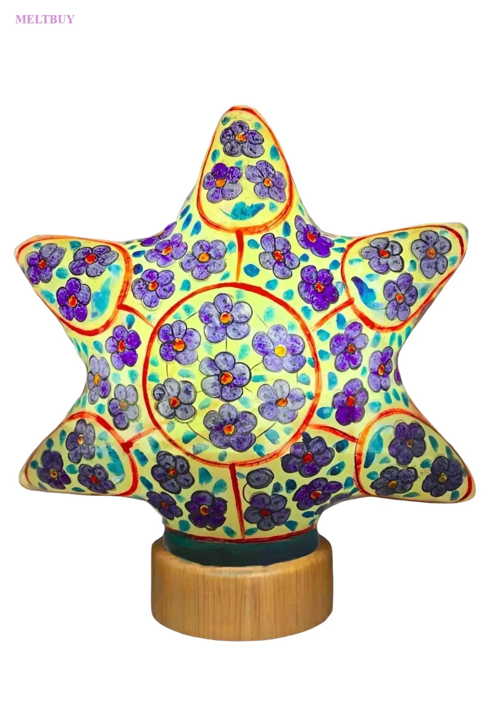 star-shape-camel-skin-lamp-with-yellow-and-purple-floral-design-9-906 | MELTBUY