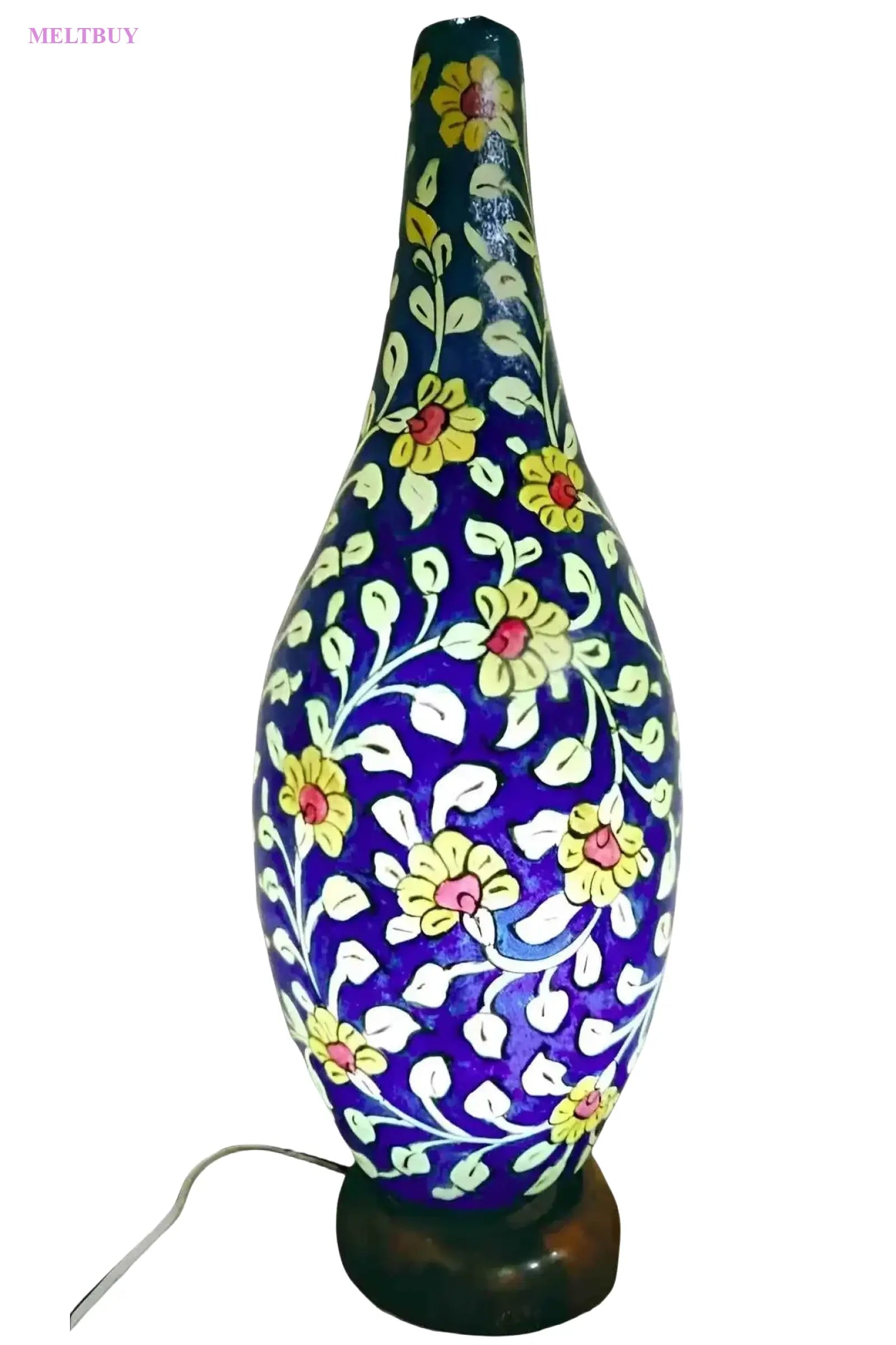 surahi-shape-camel-skin-lamp-blue-ceramic-vase-decorative-lighting-16-310 | MELTBUY