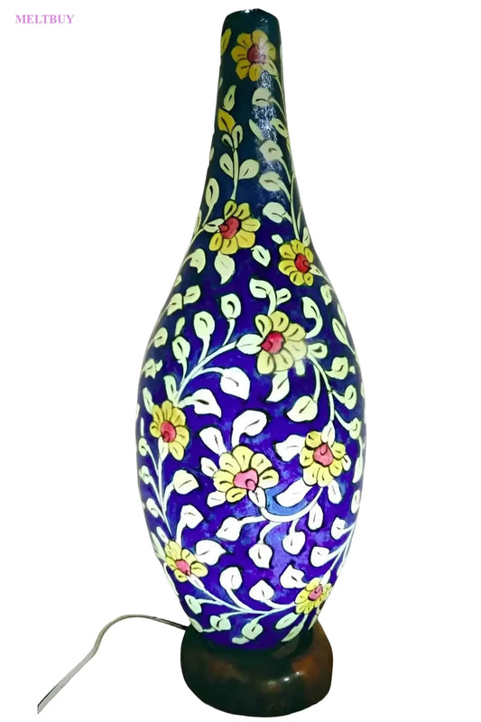 surahi-shape-camel-skin-lamp-blue-ceramic-vase-decorative-lighting-16-310 | MELTBUY