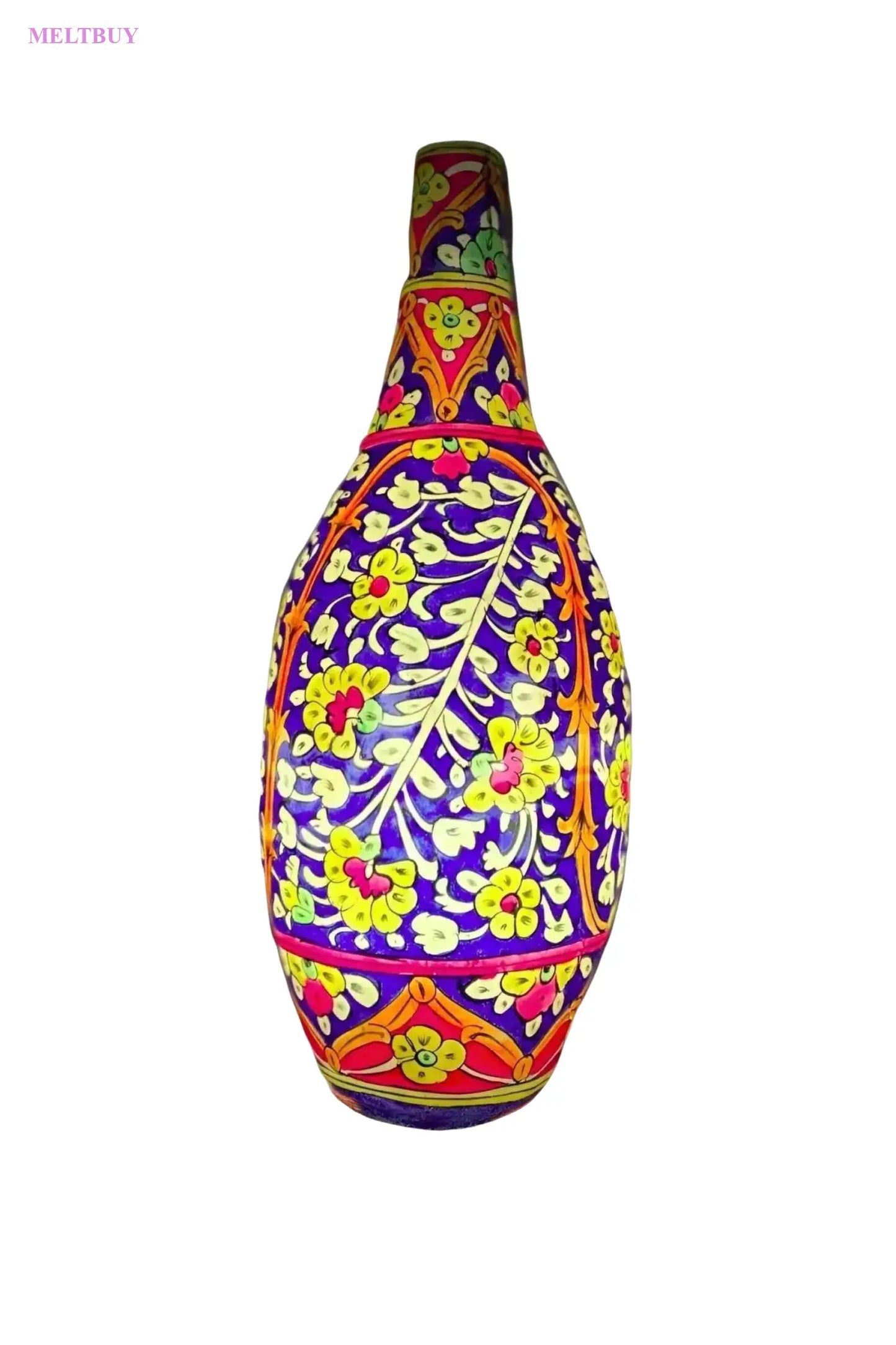 surahi-shape-camel-vase-with-unique-rainbow-color-floral-design-823 | MELTBUY