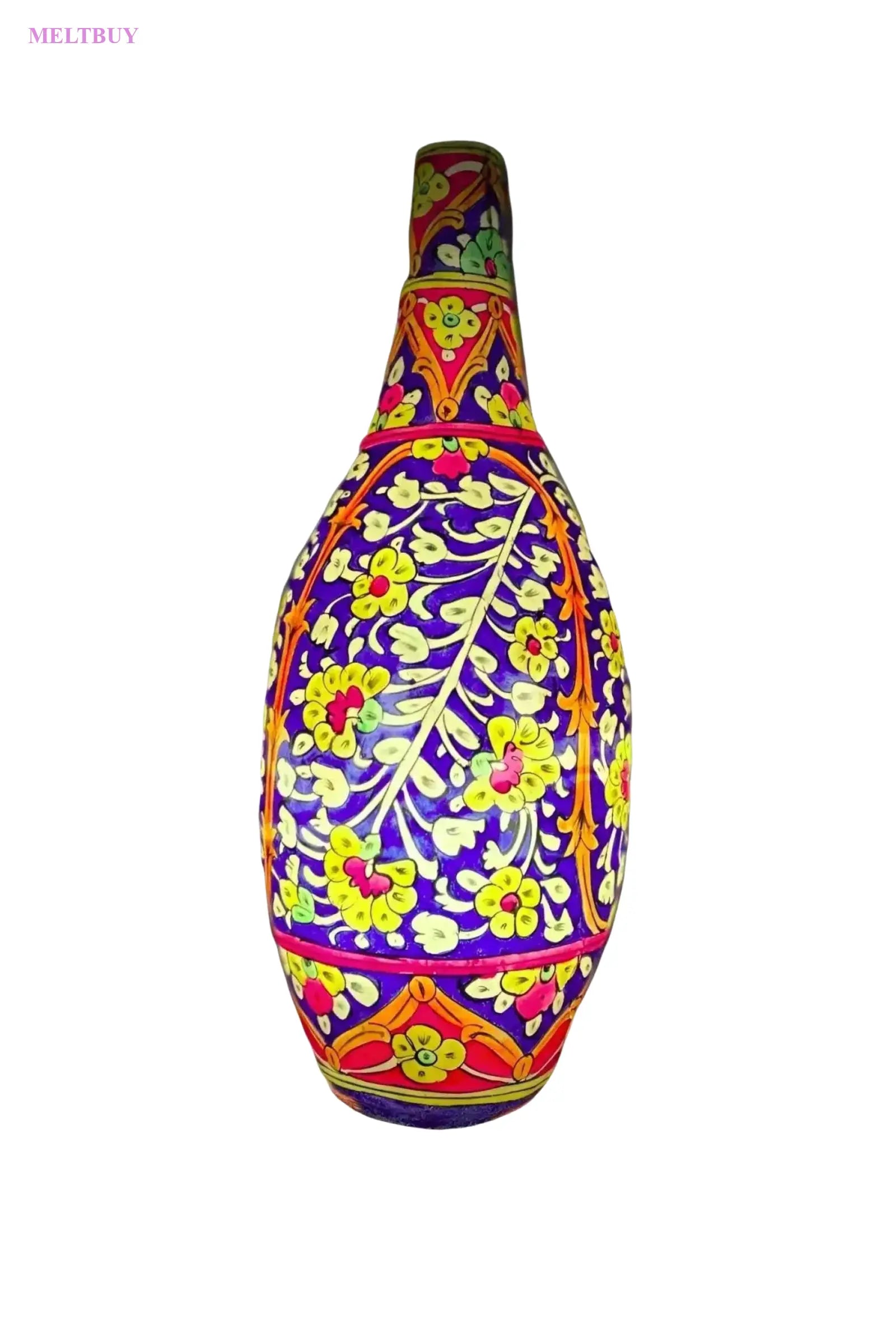 surahi-shape-camel-vase-with-unique-rainbow-color-floral-design-823 | MELTBUY
