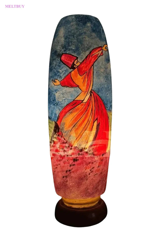 turkish-camel-skin-lamp-with-red-and-orange-dancer-design-bottle-108 | MELTBUY