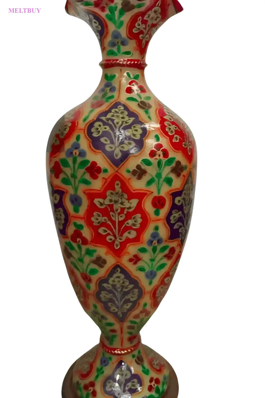 vase-camel-skin-floral-lamp-with-elegant-red-and-green-design-15-821 | MELTBUY
